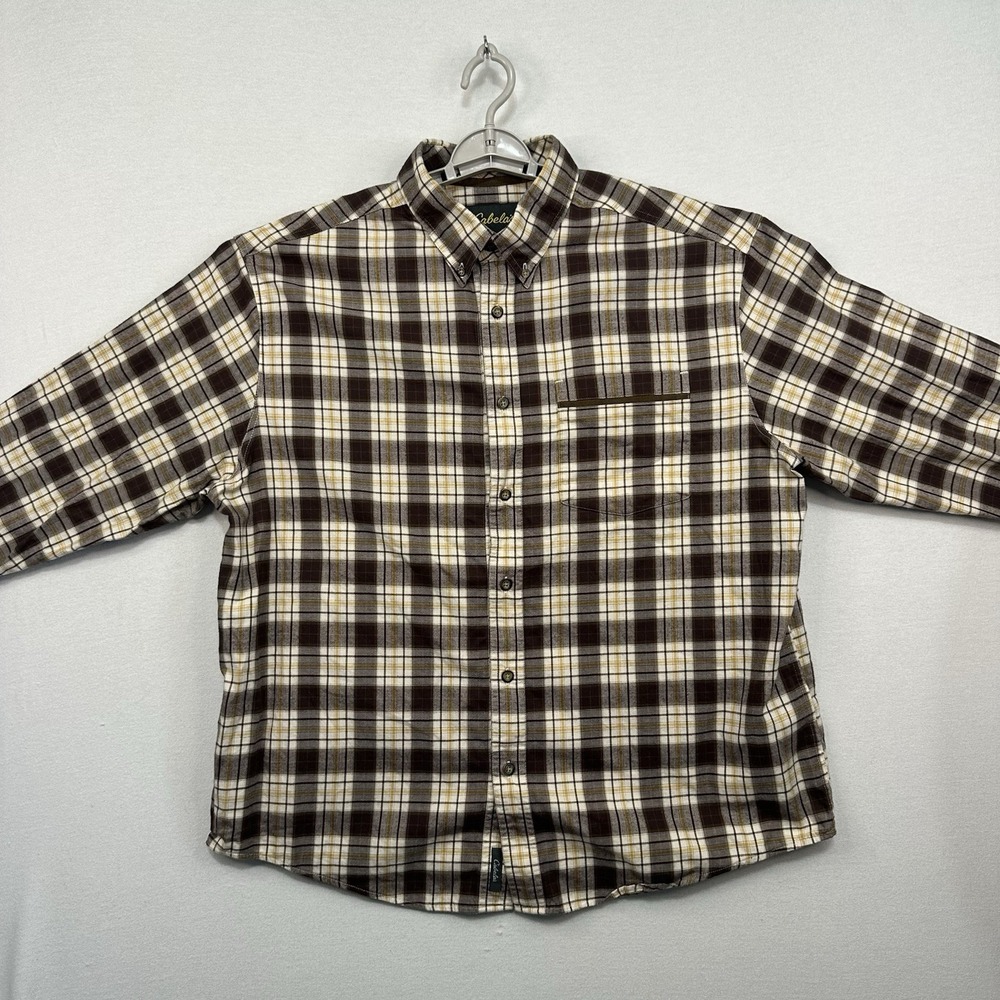 Cabela's Men's‎ XL Long Sleeve Button Up Brown Plaid Shirt